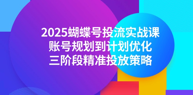 （14987期）2025彩蝶号投流实战演练课，账户规划到方案提升，三阶段精准推送对策
