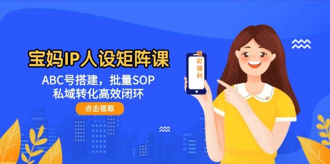 宝妈妈IP人物关系引流矩阵课：ABC号构建，大批量SOP，私域转化高效率闭环控制