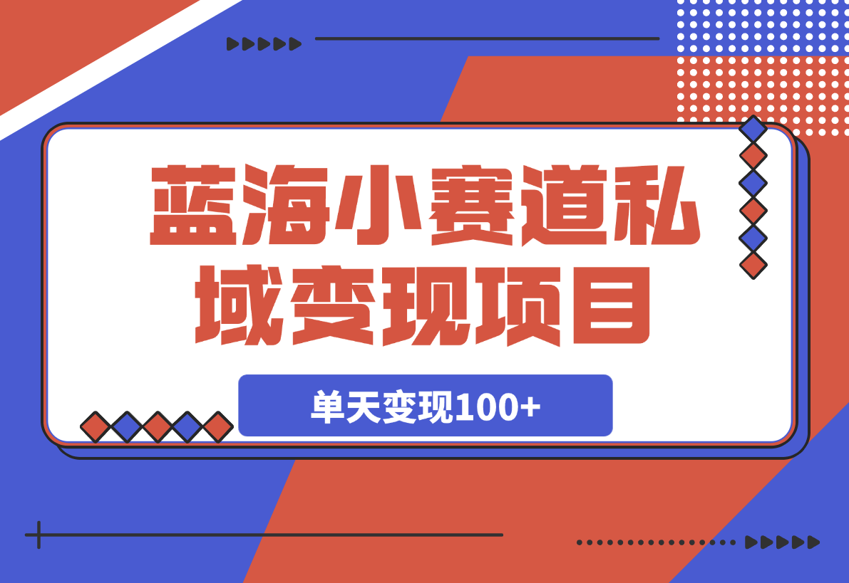 【2025.3.26】抖音蓝海小赛道私域变现项目，单价9.9/单天变现100+