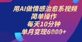 用AI做情绪治愈系动漫短视频，易操作，每日10min，单月转现6k