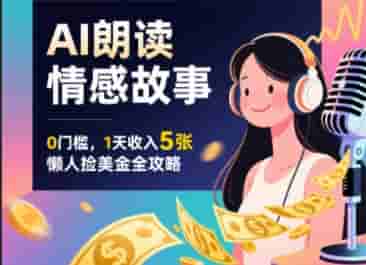 Ai朗读情感故事，0门槛，1天收入5张，每天10分钟，懒人捡美金全攻略