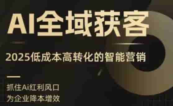 AI全域获客实训营，2025低成本高转化的智能营销，精准找客，高效营销