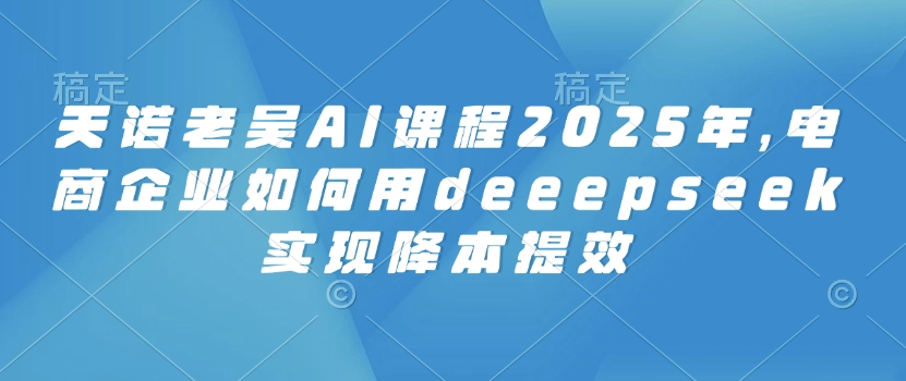 天诺老胡AI课程内容2025年，电子商务企业怎样用deeepseek完成降本提效