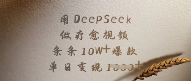 用DeepSeek做治愈短视频，一条条10W 爆品，单日转现好几张
