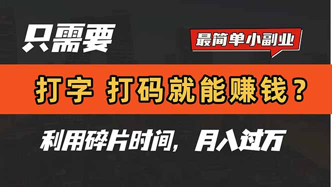 （14673期）只需电脑打字，打码软件，也能赚钱？简单挣钱小副业，利用碎片时间，月入了万