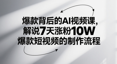 爆品其背后的AI视频课程，讲解7天增粉10W爆款短视频的制作流程