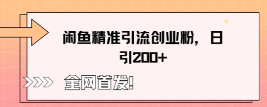 闲鱼平台精准引流方法自主创业粉，轻轻松松日引200