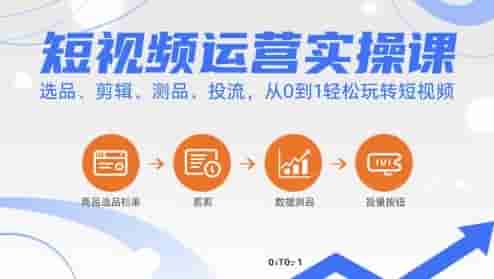 短视频运营实操课，选品、剪辑、测品、投流，从0到1轻松玩转短视频