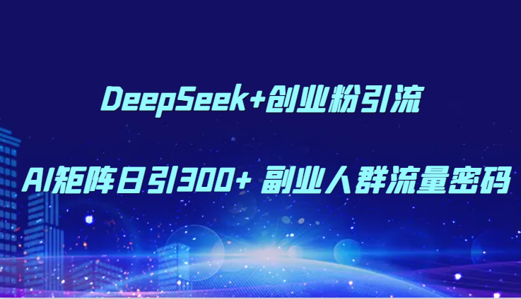 DeepSeek 自主创业粉引流方法 AI引流矩阵日引300  第二职业群体总流量登陆密码