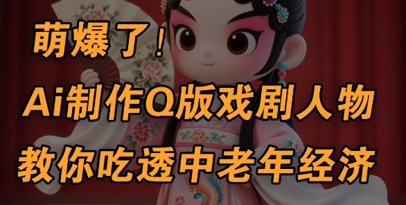 用Ai制做Q版戏曲人物，教你如何弄懂中老年人经济发展，5min一个制成品，多种渠道转现