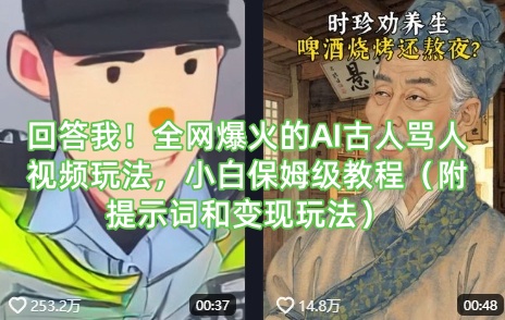 回答！各大网站爆红的AI古代人骂人视频游戏玩法，新手家庭保姆级实例教程（附引导词和转现游戏玩法）