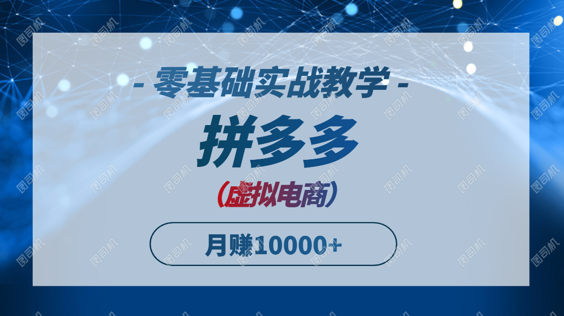 （14880期）拼多多平台虚似电子商务，零基础实战教学，迅速打穿产品，初学者也可以月入10000