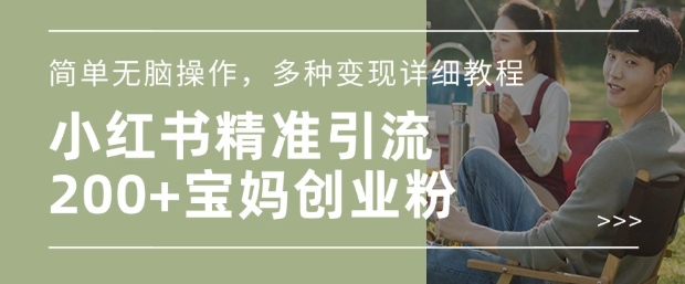 小红书的剪辑日引200 宝妈创业粉，简易没脑子实际操作，多种多样转现详尽实例教程