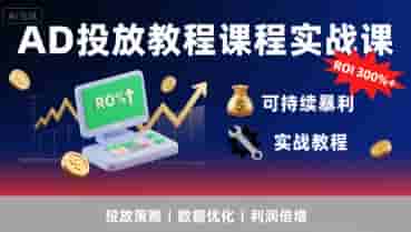 AD投放教程课程实战课，实现广告ROI300%+可持续暴利
