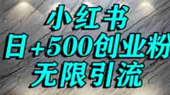 小红书无限引流创业粉，单人操作日引500+精准创业粉