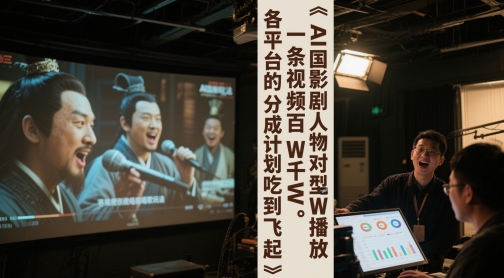 AI三国影视作品角色对口型唱歌游戏玩法，一条视频百W千W播放视频，各平台的分为方案吃到飞起
