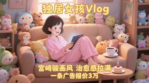 单独账户增粉71W！用AI制做独居女孩Vlog，宫崎骏动漫风格，痊愈感打满，一条广告价格3W