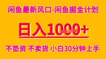 闲鱼最新风口-闲鱼掘金计划，日入多张，不垫资不卖货，小白30分钟上手