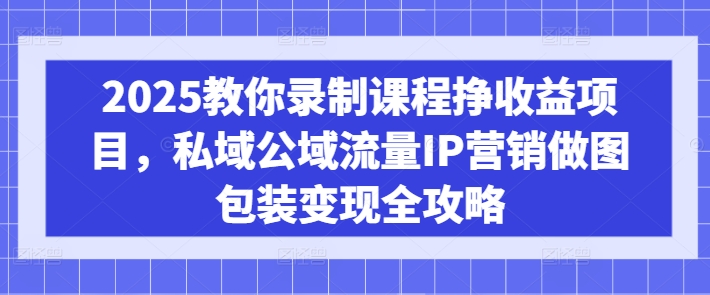 2025教大家录制课程挣盈利新项目，公域公域流量IP营销推广作图外包装转现攻略大全