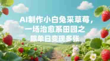 AI制作小白兔采草莓，一场治愈系田园之旅单日变现多张