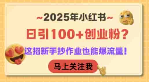 2025年小红书日引100+创业粉？这招新手抄作业也能爆流量！