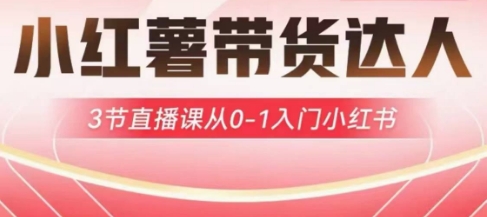 小红书主播带货启航计划，3节视频课堂从0-1新手入门小红书的