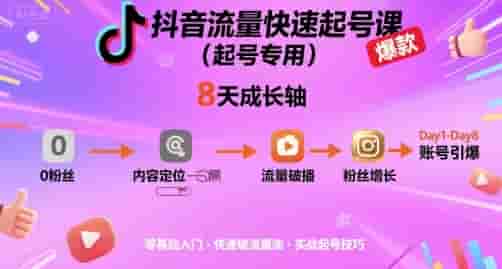 抖音流量快速起号课（起号专用），8天带你做爆自己的账号