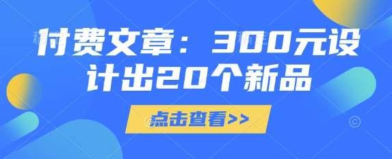 付费文章：300元制作出20个新产品