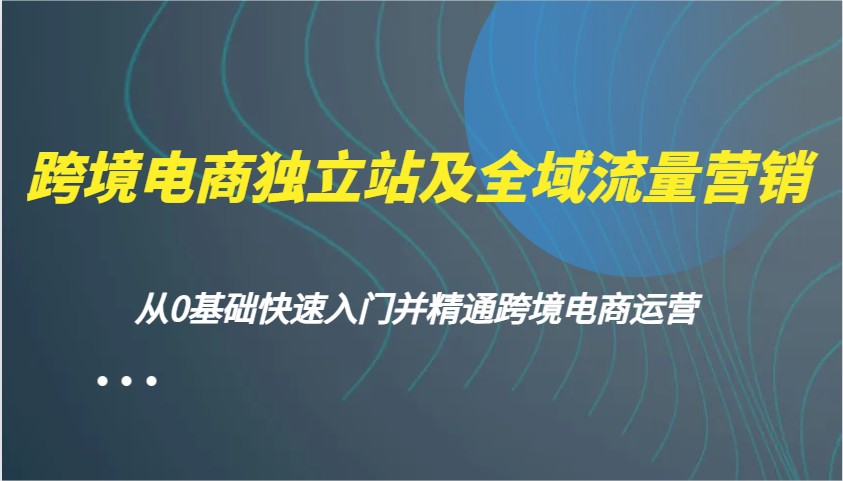 跨境电商电商独立站及全域流量营销推广，从0根本快速上手并熟练跨境电商运营