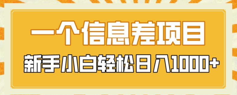 一个信息不对称新项目，每日只需三十分钟，新手入门轻轻松松日入1000-暖阳网-优质付费教程和创业项目大全