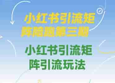 小红书引流矩阵陪跑第三期，小红书引流矩阵引流玩法