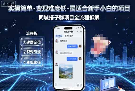 实操简单，变现难度低，最适合新手小白做的项目，每天轻松收入3张，同城搭子群项目全流程拆解