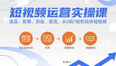 短视频运营实操课，选品、剪辑、测品、投流，从0到1轻松玩转短视频