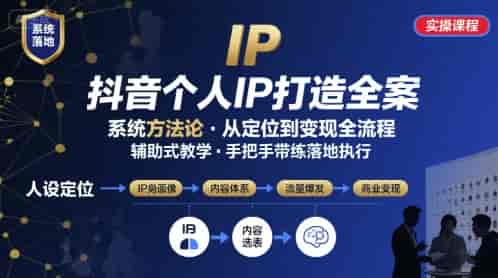 抖音个人IP系统落地实操大课，实操课程，辅助落地