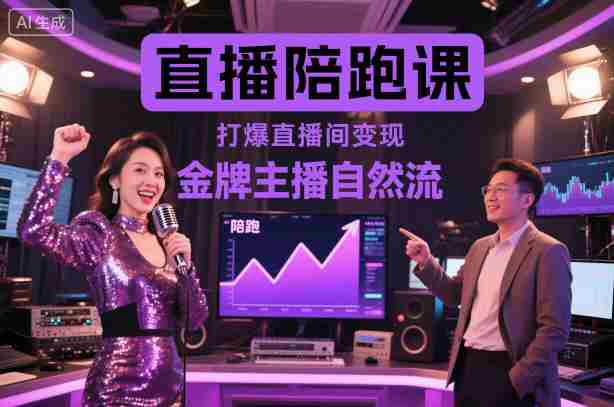 直播陪跑课，金牌主播自然流打爆直播间，复制高变现玩法