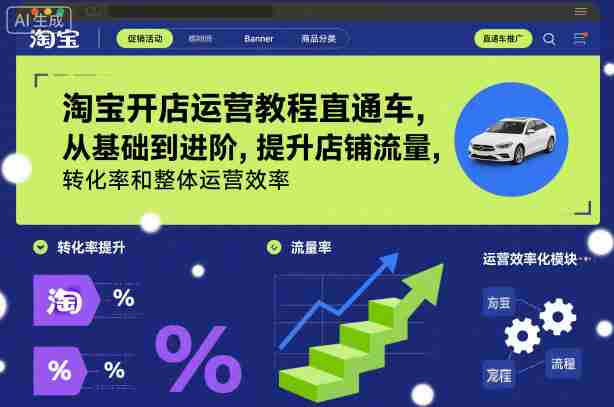 淘宝开店运营教程直通车，从基础到进阶，提升店铺流量，转化率和整体运营效率（更新11月）