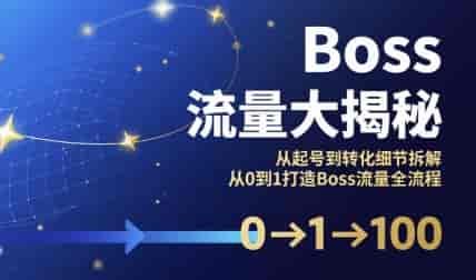 Boss流量大揭秘，从起号到转化细节拆解，从0到1打造Boss流量全流程
