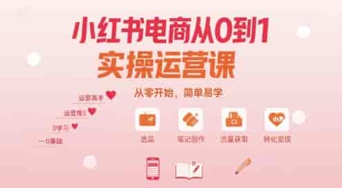 小红书电商从0到1实操运营课，从零开始，简单易学