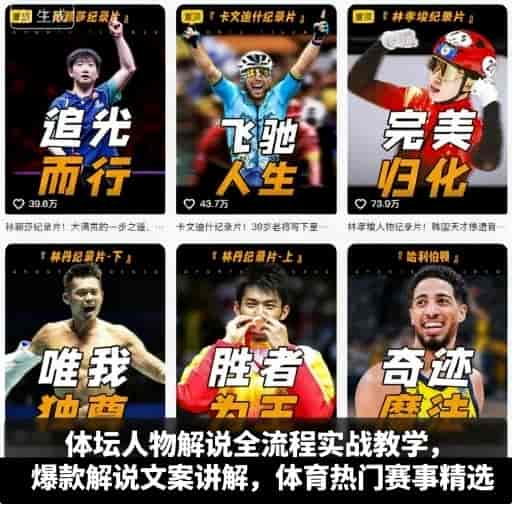 体坛人物解说全流程实战教学，爆款解说文案讲解，体育热门赛事精选
