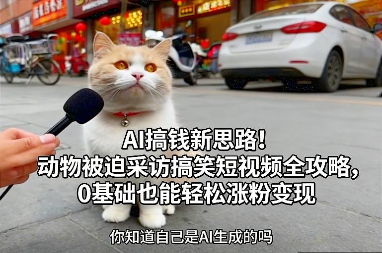 AI搞钱新思路！动物被迫采访搞笑短视频全攻略，0基础也能轻松涨粉变现