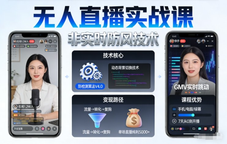 宝子哥无人直播实战课，非实时防风技术，聚焦抖音快手等平台直播带货，轻松开启直播变现之路（更新2026年4月2日）